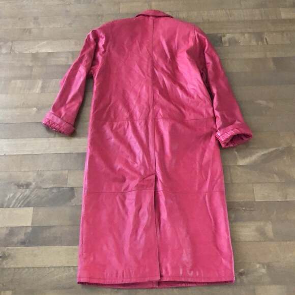 Vintage Jacqueline Ferrar Long Red Soft Genuine Leather Coat size medium - Picture 9 of 12